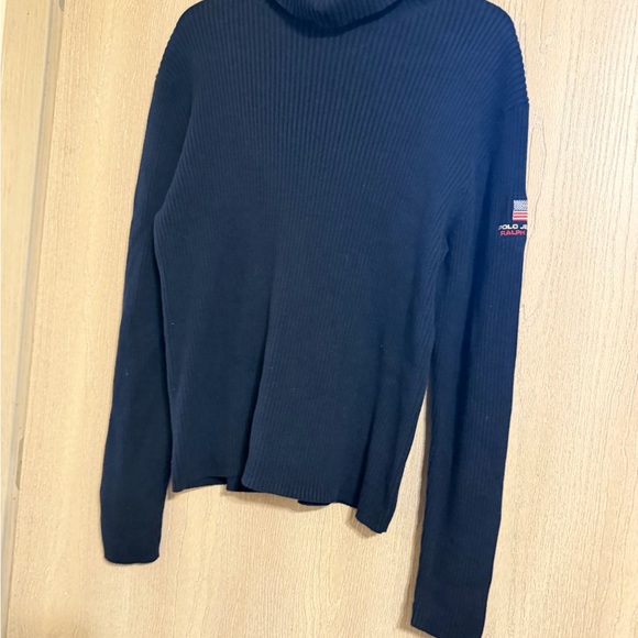 Vintage Polo Jeans Co. Ralph Lauren American Flag Ribbed Turtleneck Sweater - Picture 3 of 8